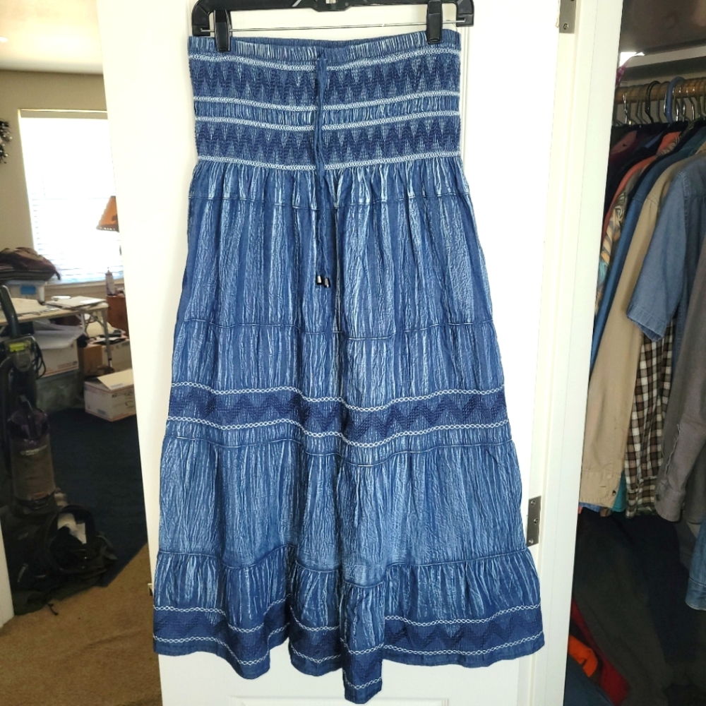 Blue Tiered Women's Skirt or Dress By Indigo & Lace Size Xl